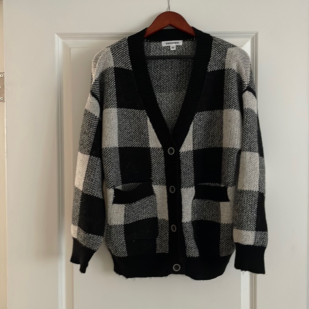 Black and white gingham cardigan